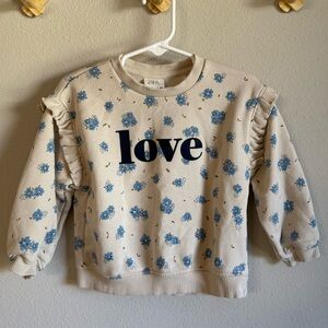 Zara Kids Cream Sweatshirt with Blue Floral Design